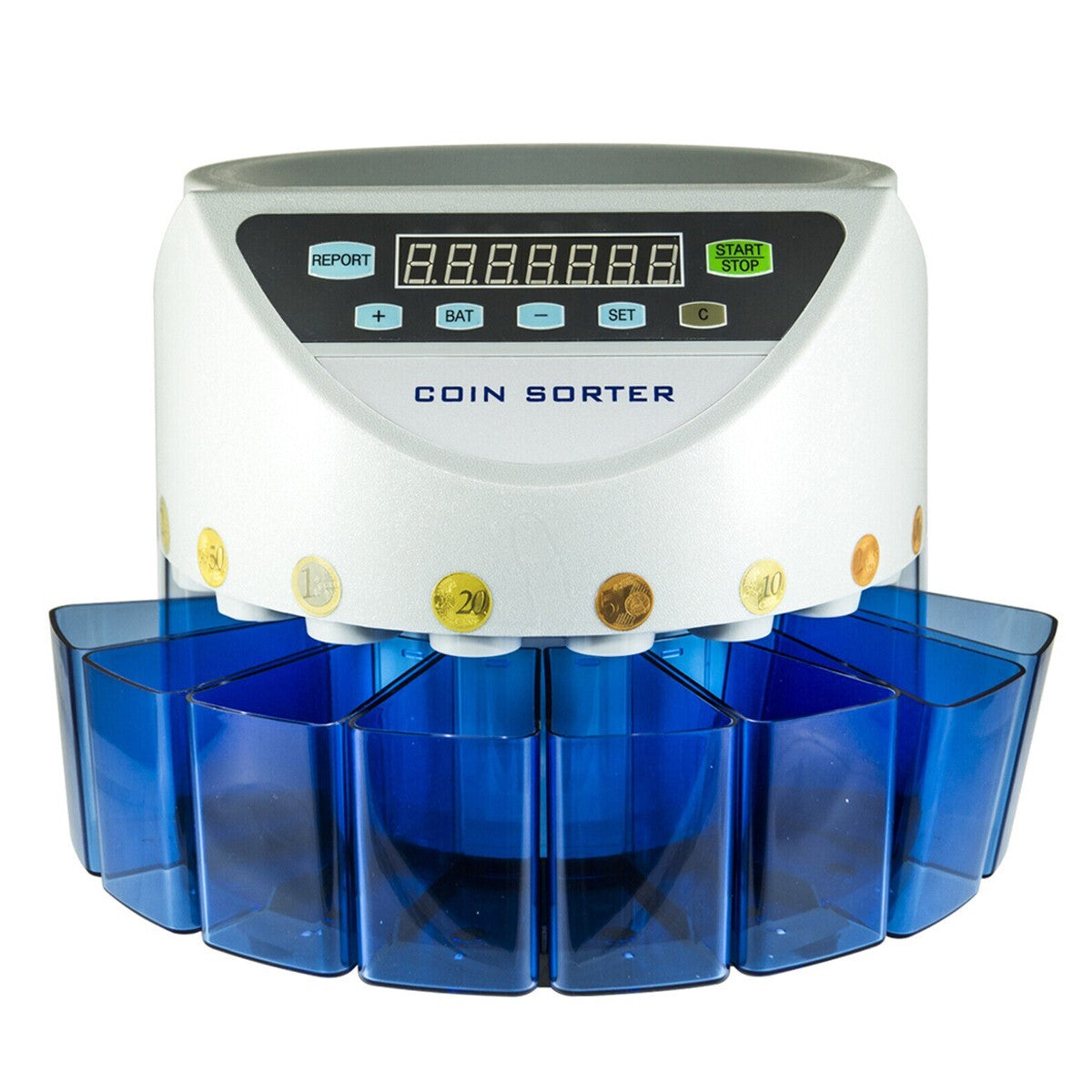 CONTAMONETE ELETTRICO AUTOMATICO SEPARA MONETE 8 CASSETTI CONTA MONETE DIGITALE