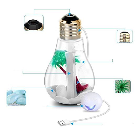 LAMPADINA DIFFUSORE UMIDIFICATORE PER AMBIENTI LED RGB AROMATERAPIA CROMOTERAPIA