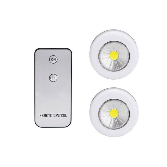 2 SPOTS COB CON TÉLÉCOMMANDE POINT LUMINEUX À LED LAMPE DE PLACARD AVEC TÉLÉCOMMANDE