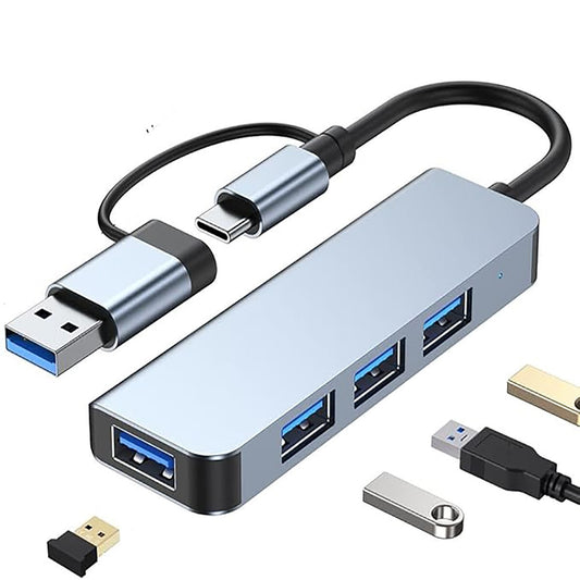 HUB MULTIPORTA ADATTATORE PC TABLET 4 PORTE USB C 3.0 2.0 SDOPPIATORE AS-05676