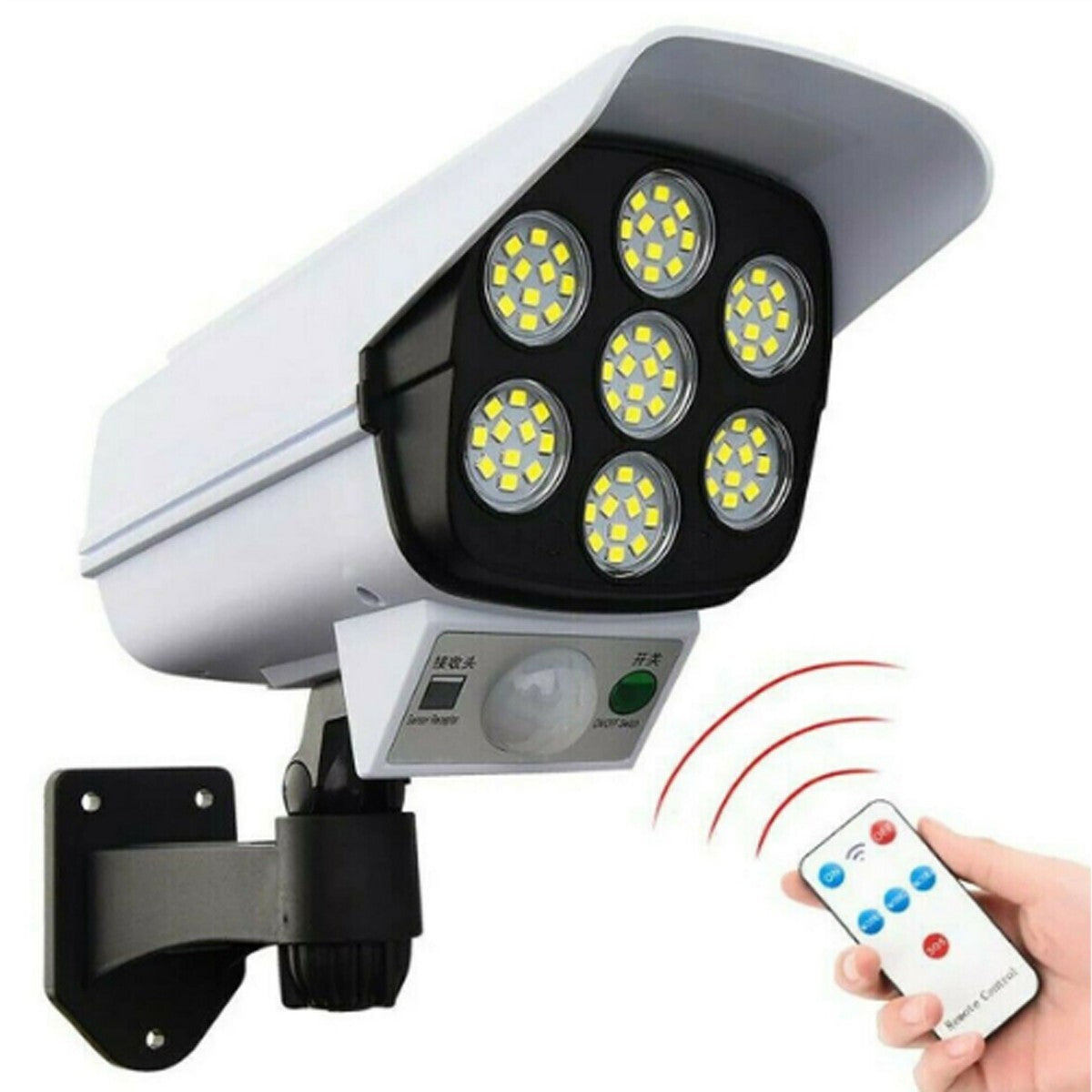 CAMÉRA FACTICE PANNEAU SOLAIRE AVEC DÉTECTEUR DE MOUVEMENT 77 LED PROJECTEUR LUMIÈRE 0387