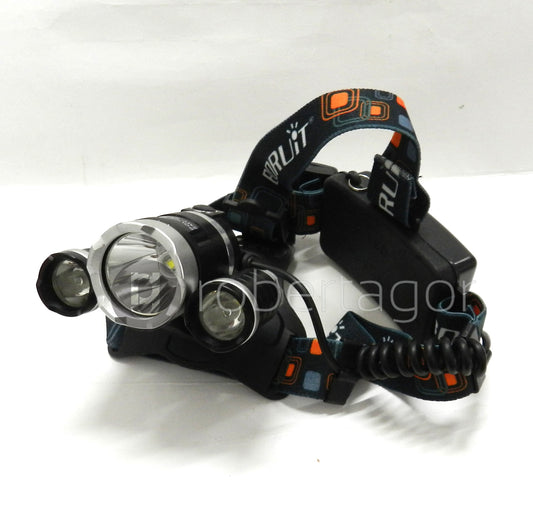 TORCIA LAMPADA FRONTALE 3 LED RICARICABILE CASA AUTO LUCE FREDDA STROBO