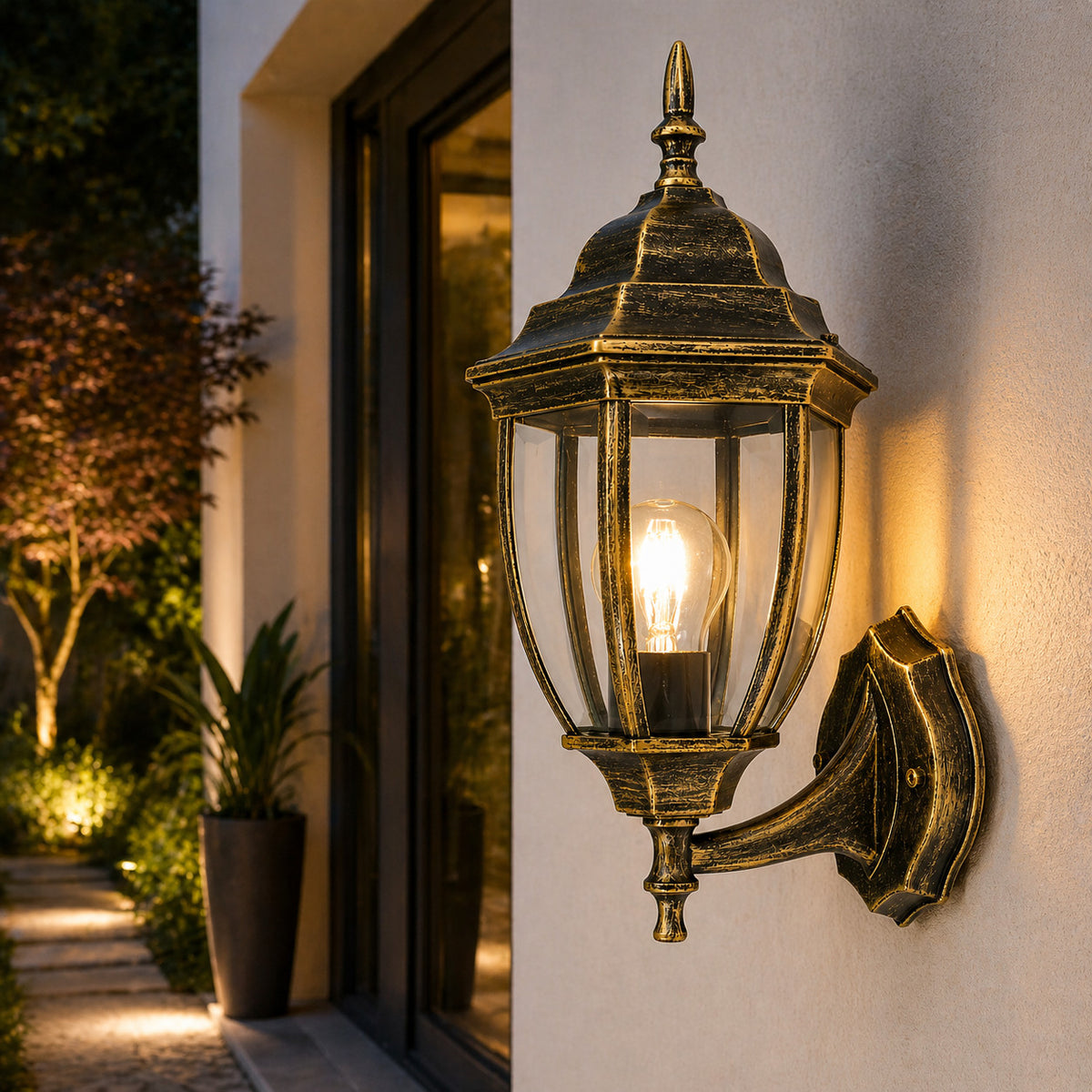 APPLIQUE DA ESTERNO LANTERNA PARETE E27 MAX 60W BRONZO ANTICO GIARDINO IP44 A2-S