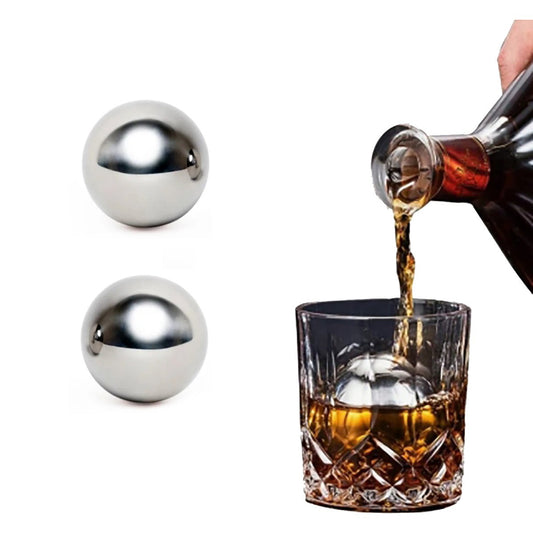ENSEMBLE DE 2 SPHÈRES DE REFROIDISSEMENT EN ACIER POUR GLACE BOISSONS WHISKY BOISSONS SPHÈRE 38MM INOX