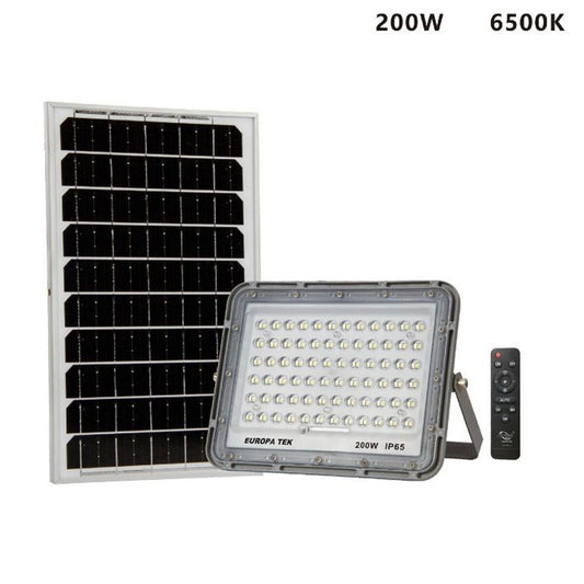 PROJECTEUR LED SPOT PANNEAU SOLAIRE CRÉPUSCULAIRE TÉLÉCOMMANDE 200W ET-31142 S12D