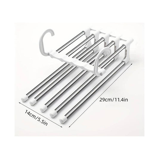 CINTRE GAIN DE PLACE POUR ARMOIRE SALLE DE BAIN POUR 5 PANTALONS PLIABLE AVEC CROCHET