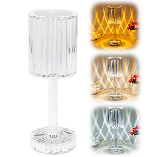 LAMPE DE TABLE LED RECHARGEABLE 3 TONALITÉS DE LUMIÈRE EFFET CRISTAL 1008