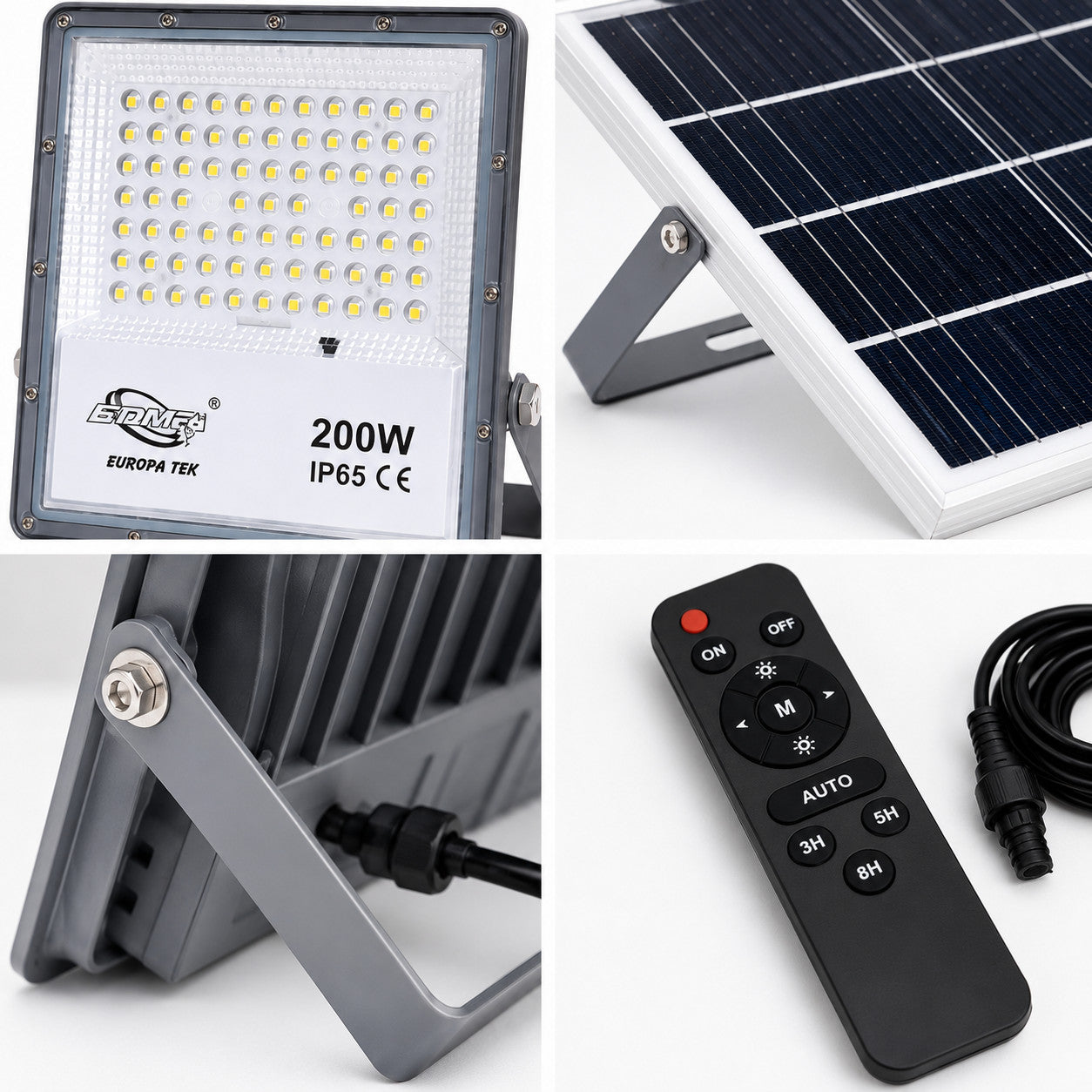 PROJECTEUR LED SPOT PANNEAU SOLAIRE CRÉPUSCULAIRE TÉLÉCOMMANDE DE 3000K À 6500K 200W