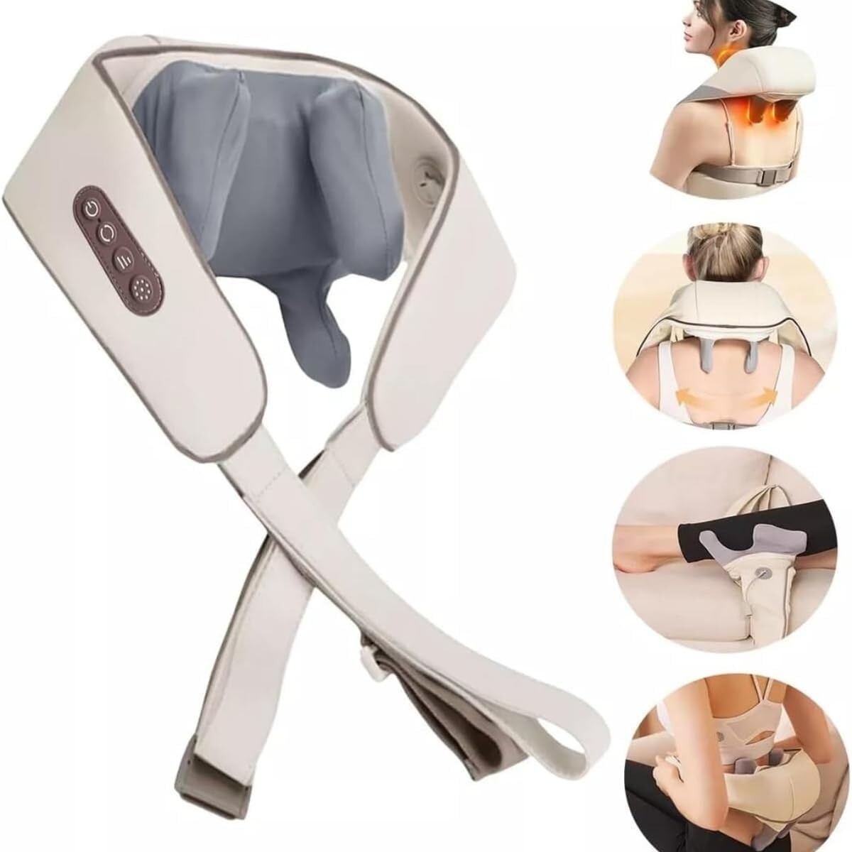 MASSAGGIATORE SHIATSU CERVICALE COLLO GAMBE GLUTEI SCHIENA RICARICABILE 1800mAh