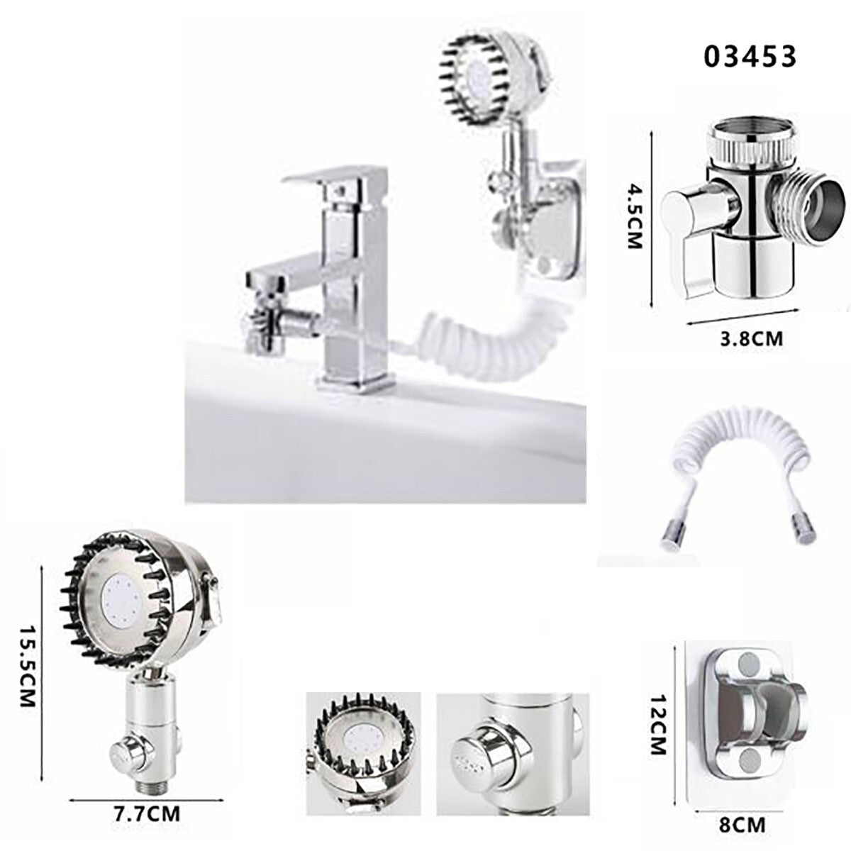 DOUCHE À MAIN DOUCHETTE PORTABLE LAVABO TUYAU CAMPING MASSAGE CHEVEUX 03453