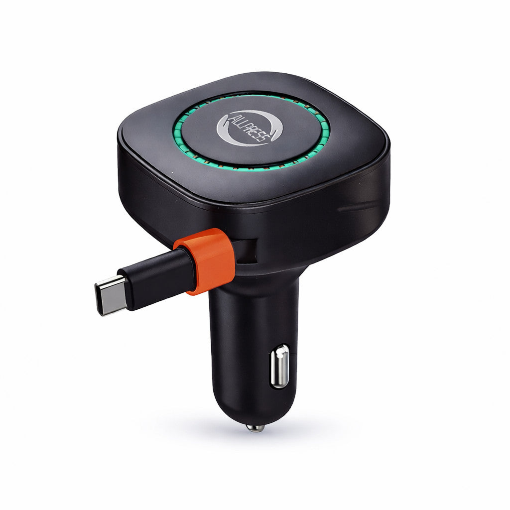 CHARGEUR VOITURE USB TYPE-C 3.1A CÂBLE RÉTRACTABLE 67CM 12V 24V CHARGE RAPIDE