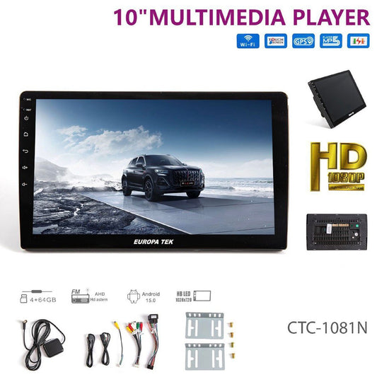 AUTORADIO ANDROID 15.0 10" HD WIFI GPS BLUETOOTH 4+64GB TOUCHSCREEN CTC1081N