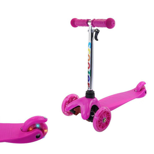 MONOPATTINO BAMBINI 3 RUOTE CON MANUBRIO REGOLABILE E RUOTE LUMINOSE ROSA