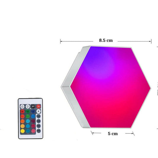 SET 3PZ LUCI DA PARETE RGB ESAGONALI APPLIQUE CON TELECOMANDO MULTICOLOR TEB0384