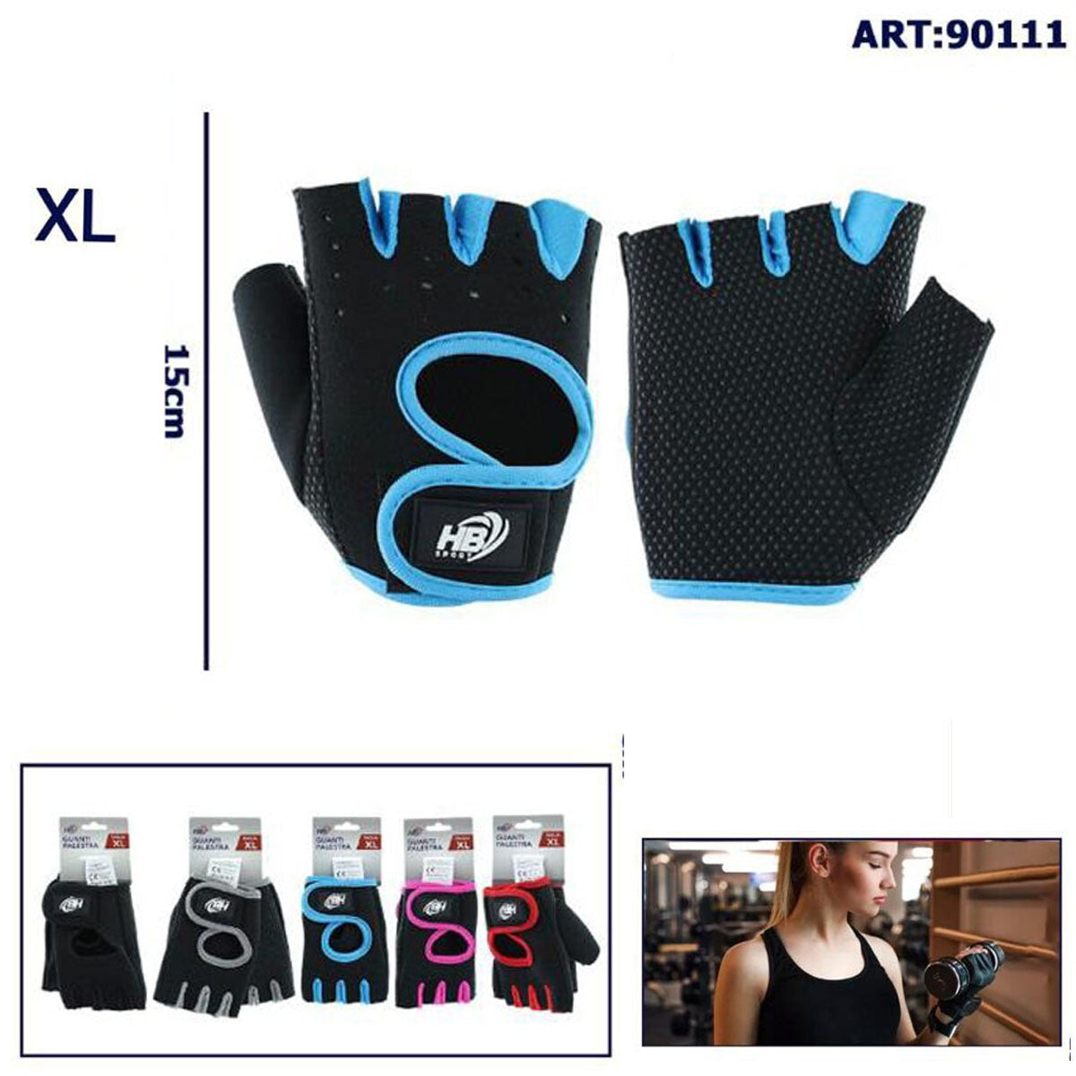 GUANTI ANTISCIVOLO PALSTRA SPORT GUANTO FITNESS MEZZO DITA TAGLIA XL 90111