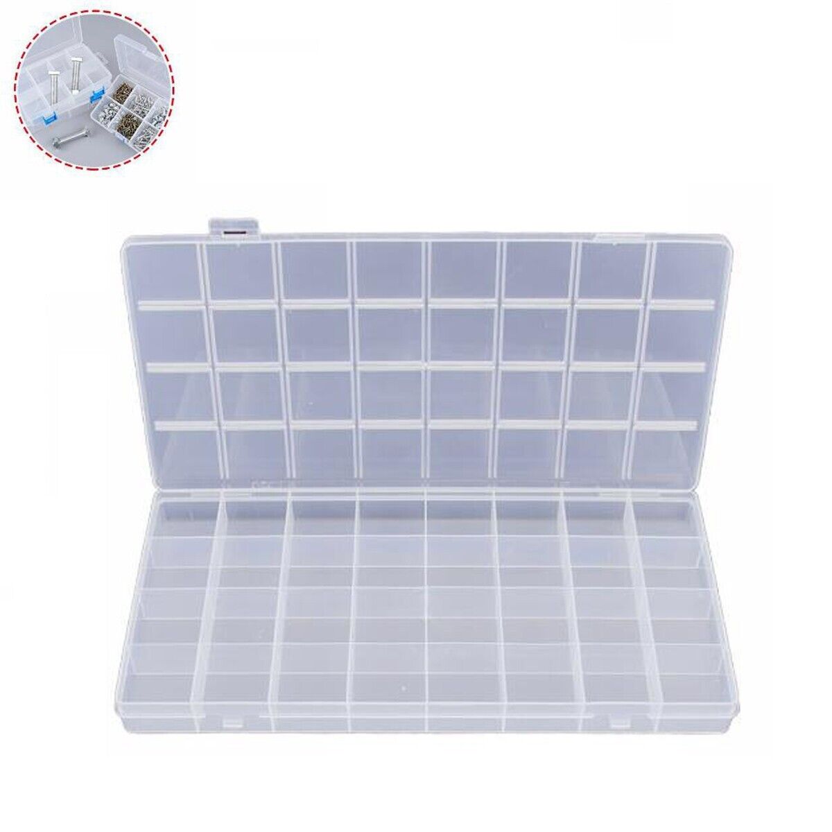 SCATOLA PLASTICA CONTENITORE GIOIELLI PERLINE UTENSILI VITI VARI SCOMPARTI 68512