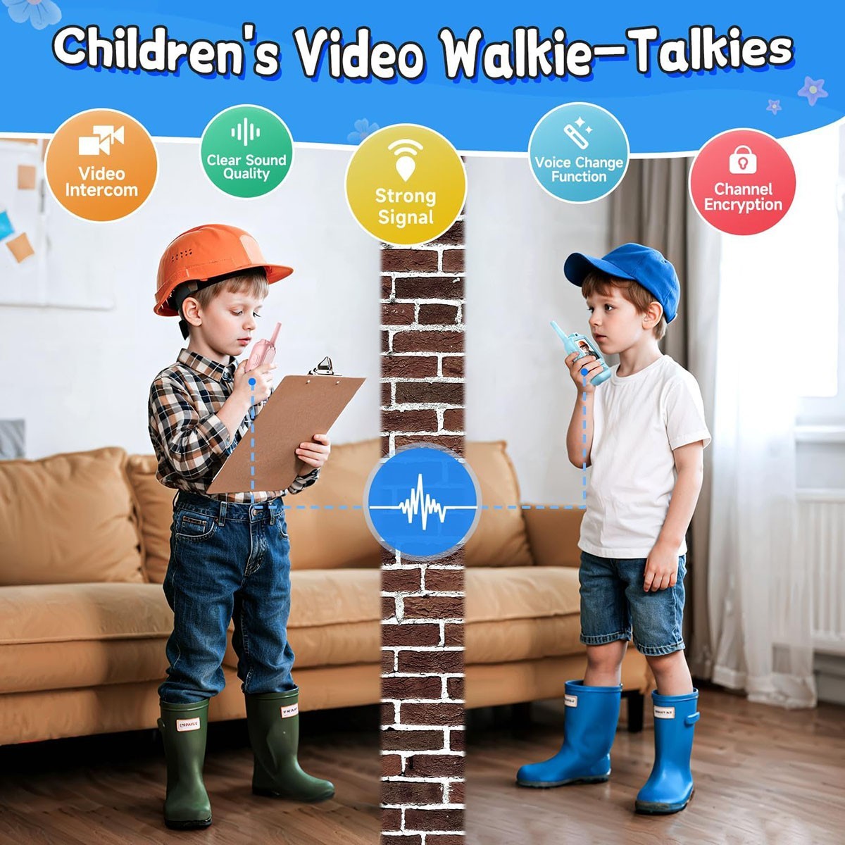 TALKIE-WALKIE VIDÉO ENFANTS 2 PIÈCES RECHARGEABLES AVEC ÉCRAN JEU ÉDUCATIF