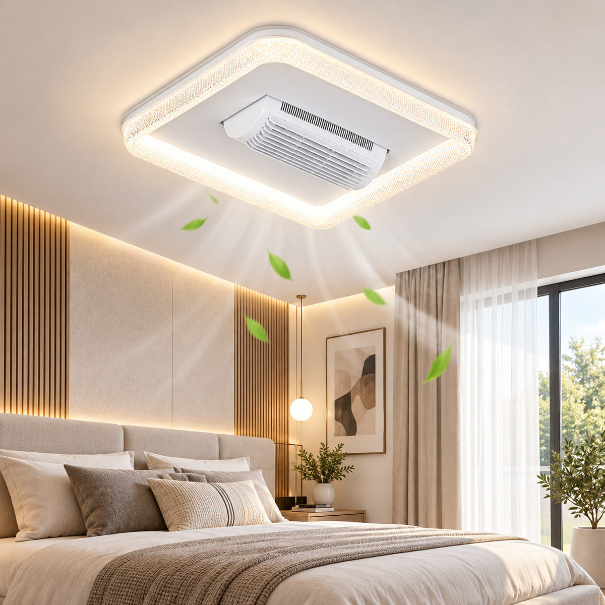 PLAFONIERA LED CON VENTILATORE 36W 500MM SENZA PALE LUCE CALDA FREDDA