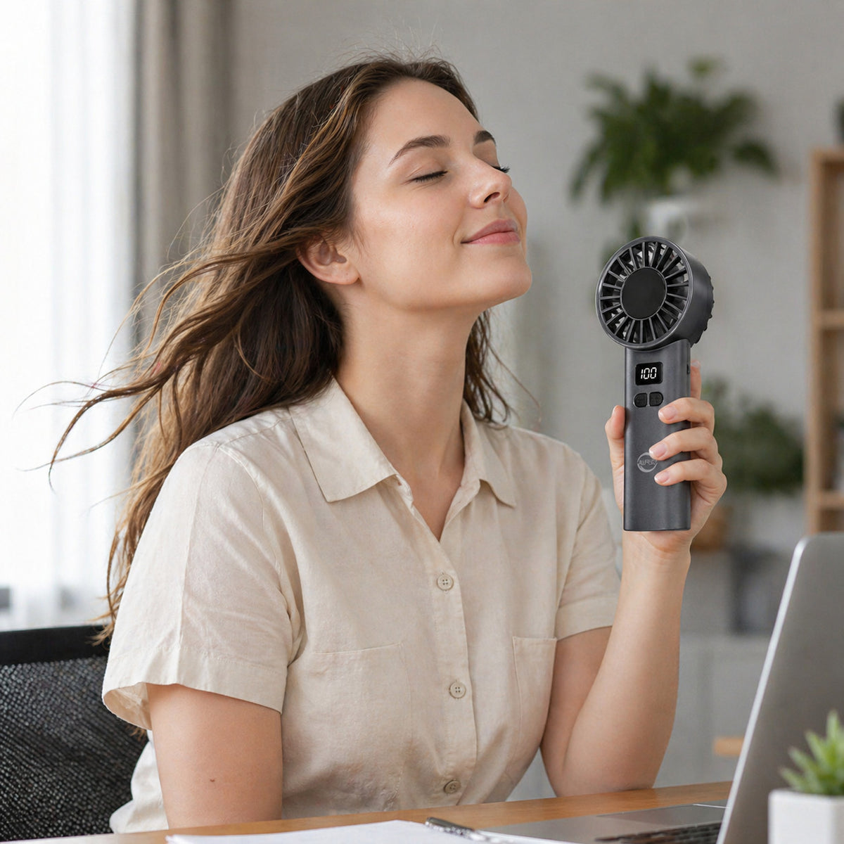 VENTILATEUR PORTABLE RECHARGEABLE USB AFFICHAGE LED MINI PUISSANT COMPACT AS-06638