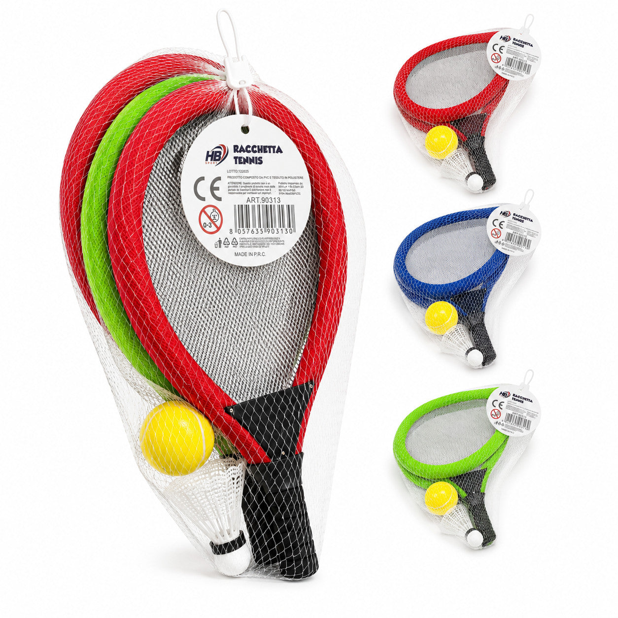 RACCHETTE TENNIS 55CM CON PALLINA VOLANO GIOCO PADEL PISCINA SPIAGGIA 90313