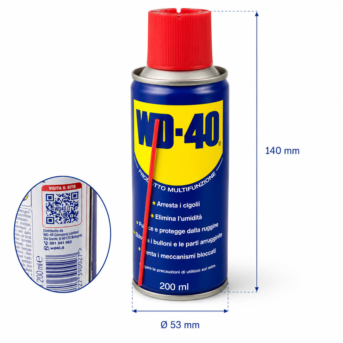 WD-40 SPRAY MULTIFONCTION LUBRIFIANT DÉGRIPPANT ANTICORROSION TRANSPARENT 200ML