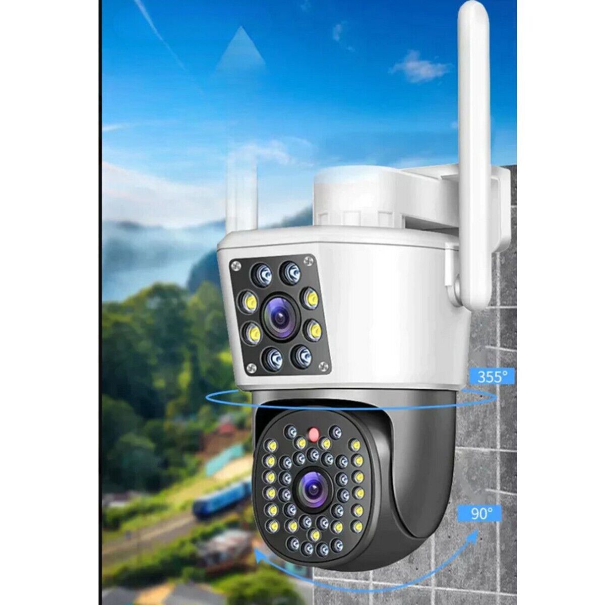 TELECAMERA VIDEOSORVEGLIANZA WIFI DOPPIA LENTE LED 3.6MM 2 ANTENNE JT-8293QJ