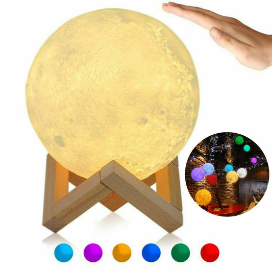 LAMPE LUNE 3D USB RGB VEILLEUSE TACTILE CAPTEUR CHEVET LUMIÈRE