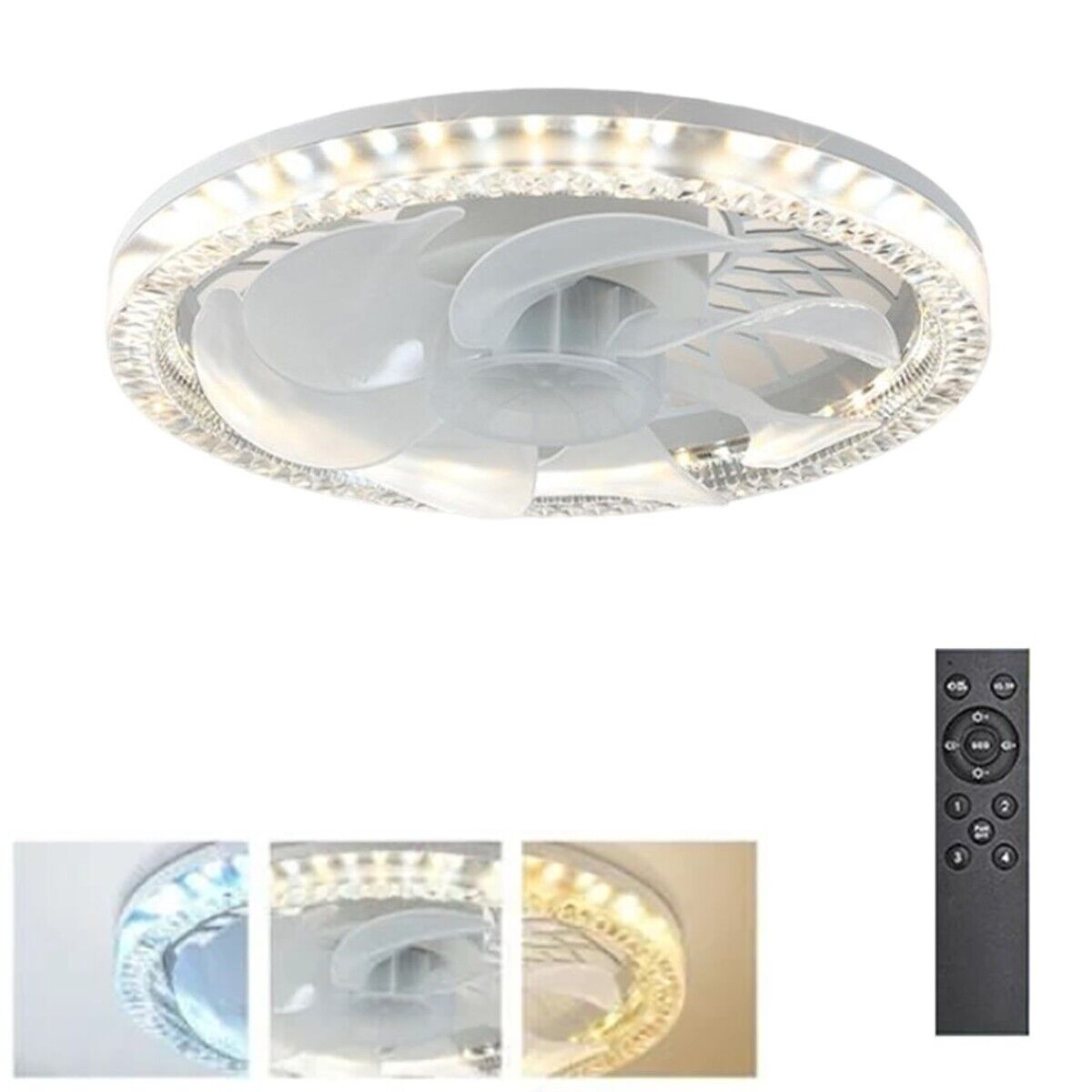 LAMPADA VENTILATORE PLAFONIERA LED SOFFITTO E27 DIMMERABILE CON TELECOMANDO 48W