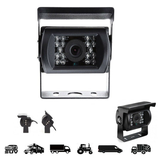 TELECAMERA RETROMARCIA NERA AUTO CAMPER RETROCAMERA ALLUMINIO 18 LED NOTTE 502DB