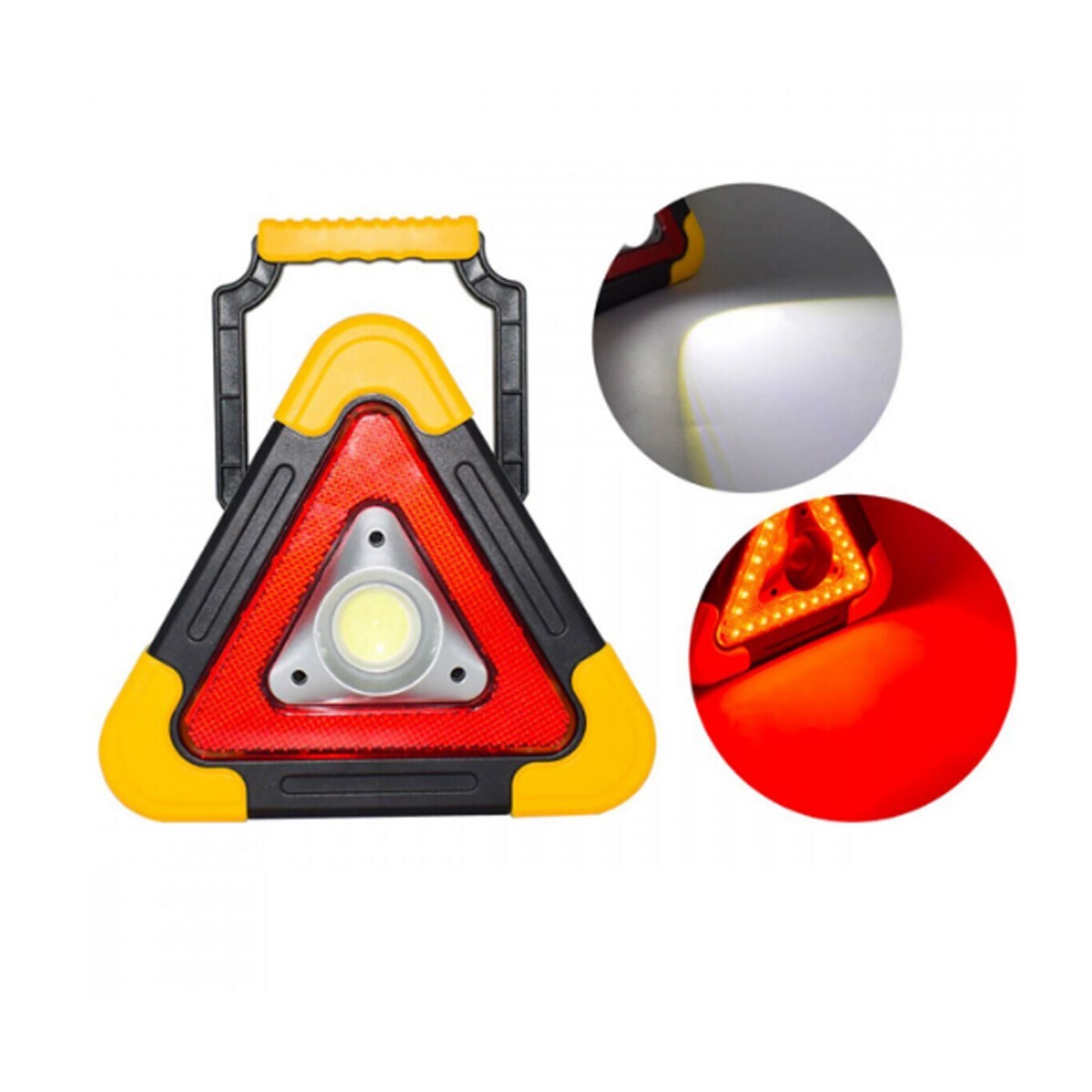 TRIANGOLO EMERGENZA STRADALE A LED RICARICA SOLARE USB SOCCORSO AUTO MOTO 30W