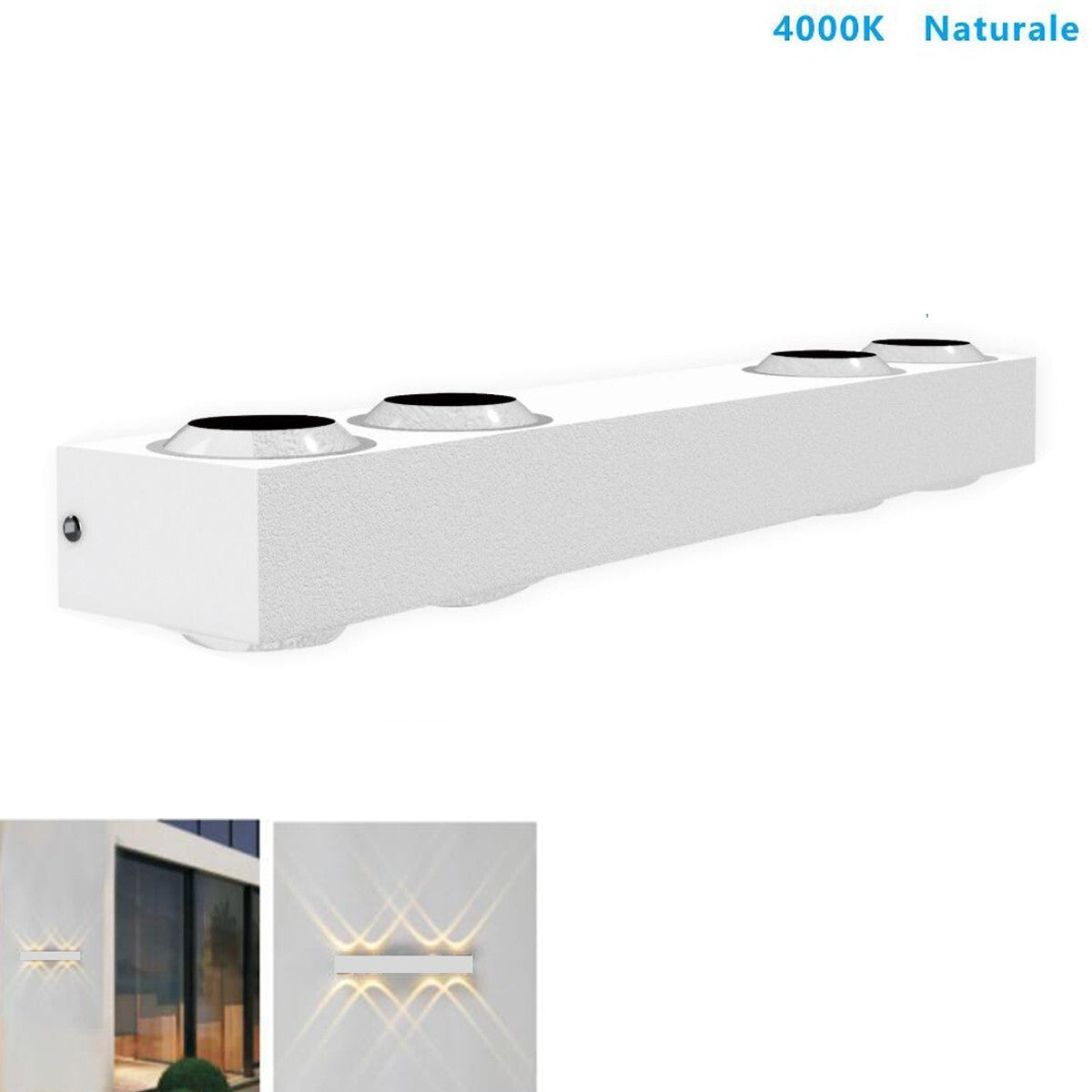 APPLIQUE LED 8W BLANC LAMPE LUMIÈRE NATURELLE MURALE HAUT BAS EXTÉRIEUR INTÉRIEUR