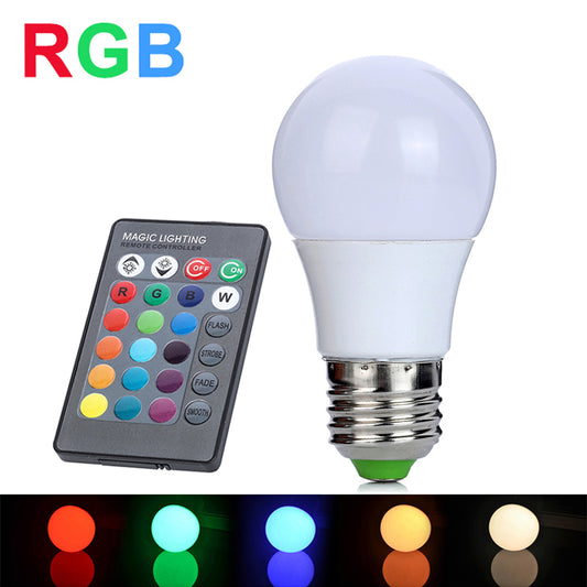 AMPOULE LAMPE LED 5W WAT RGB AVEC TÉLÉCOMMANDE LUMIÈRE COULEURS MULTICOLORE E27