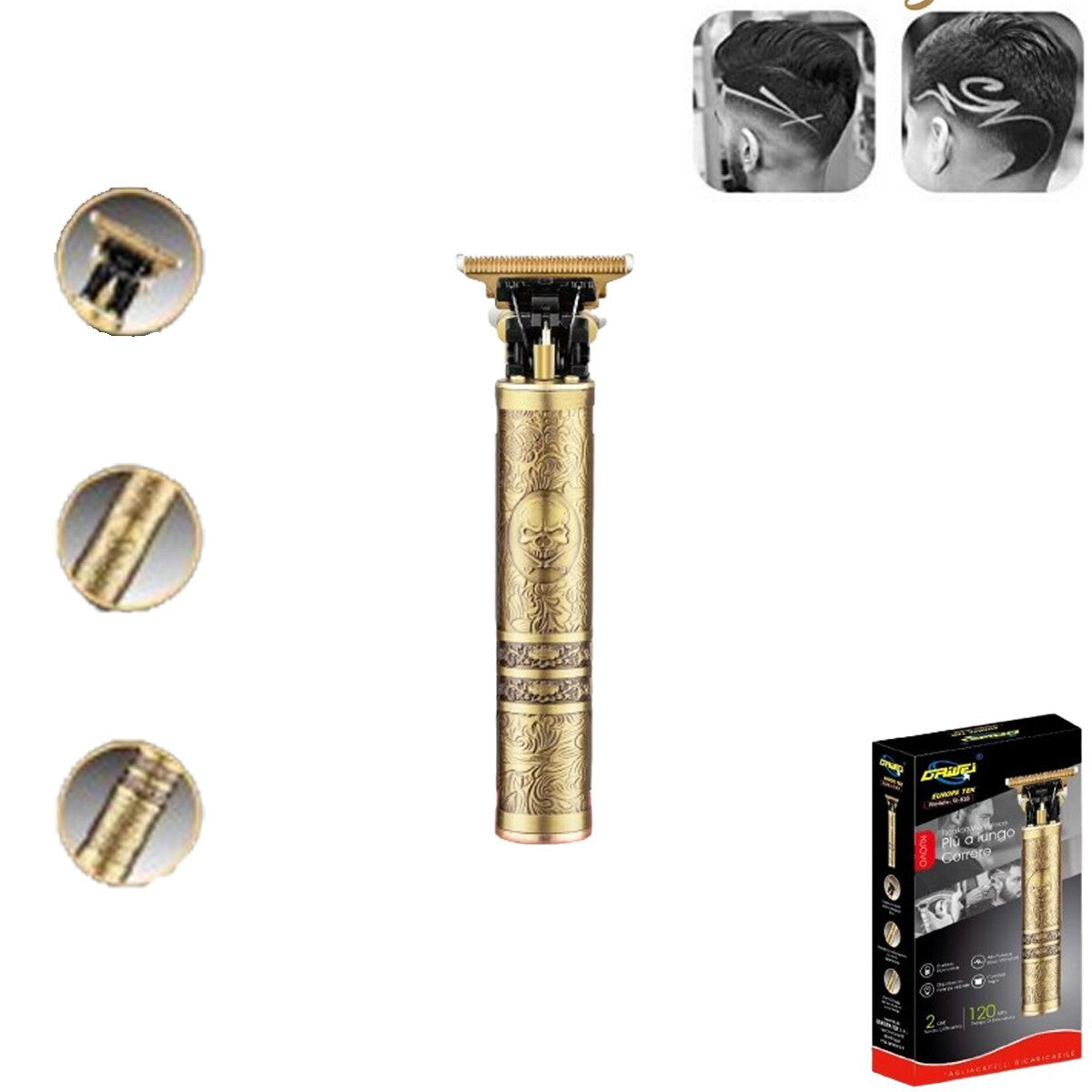 TONDEUSE À CHEVEUX PROFESSIONNELLE RÈGLE BARBE RASOIR DESSINS RECHARGEABLE USB SK-818