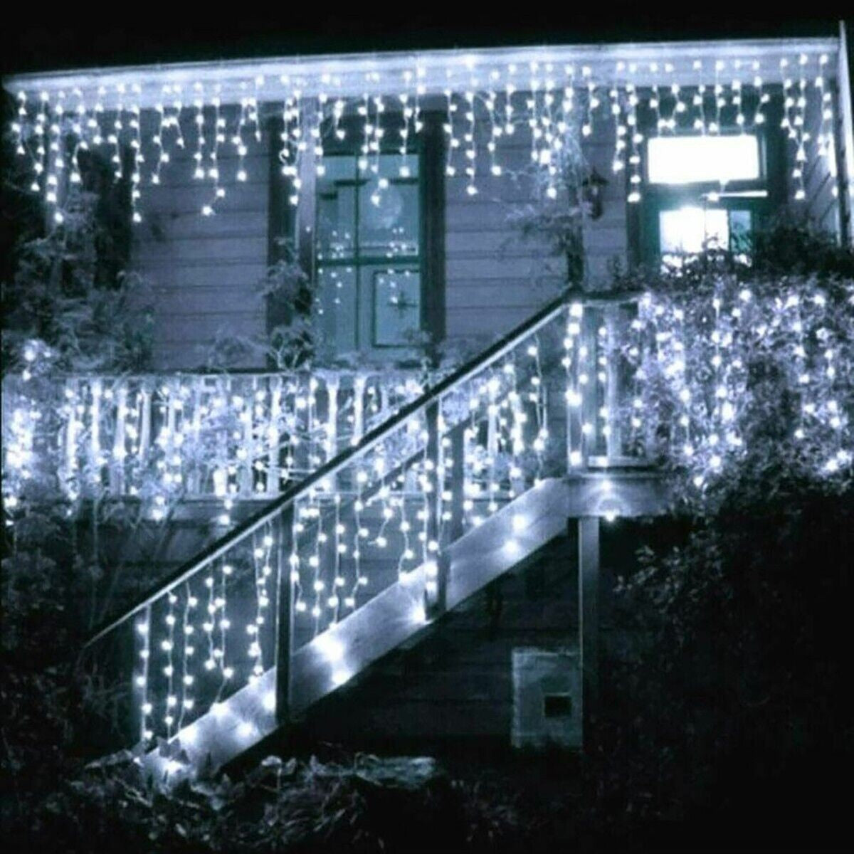 GUIRLANDE LUMINEUSE EXTÉRIEURE 150 LED NOËL BLANC FROID FIXE CLIGNOTANT 5 MÈTRES