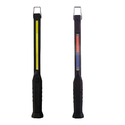 LAMPE TORCHE LED PORTABLE DE TRAVAIL RECHARGEABLE AIMANT CROCHET URGENCE ROUGE BLEU COB