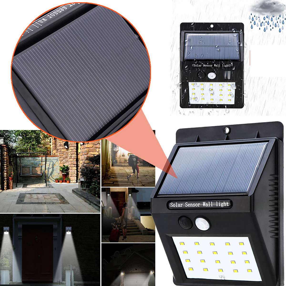 PROJECTEUR SOLAIRE EXTÉRIEUR 20 LED LAMPE JARDIN DÉTECTEUR DE MOUVEMENT LUMIÈRE
