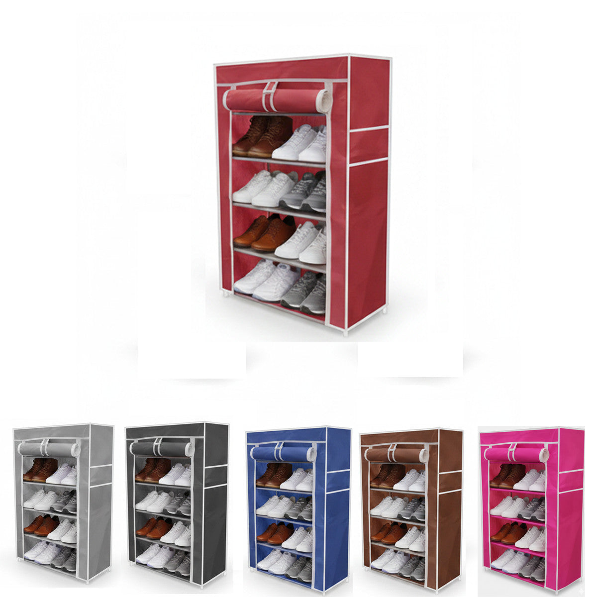 SCARPIERA TESSUTO 5 RIPIANI PORTASCARPE SALVASPAZIO 90X60X30 CM 69073
