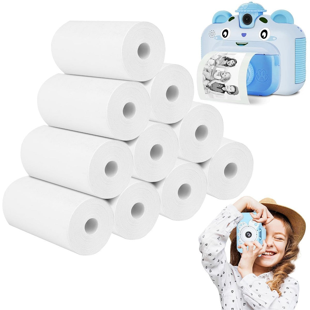 SET 10 ROTOLI CARTA TERMICA 57X25 MM PER MINI STAMPANTE ADESIVA ROTOLO FOTO