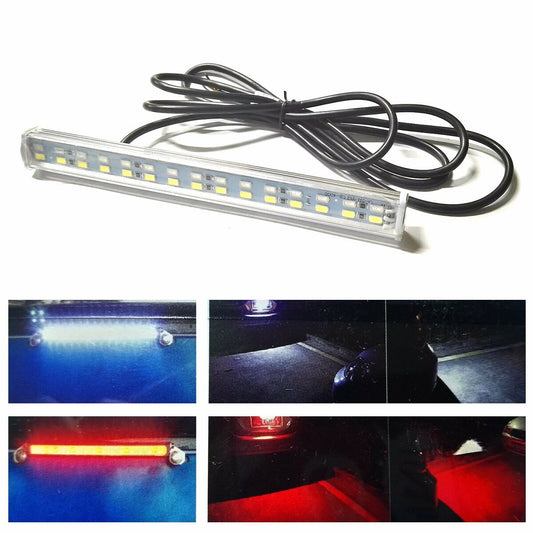 VEILLEUSE DE PLAQUE FREIN FEU STOP SUPPLÉMENTAIRE VOITURE 30 LED ROUGE ET BLANC 12V