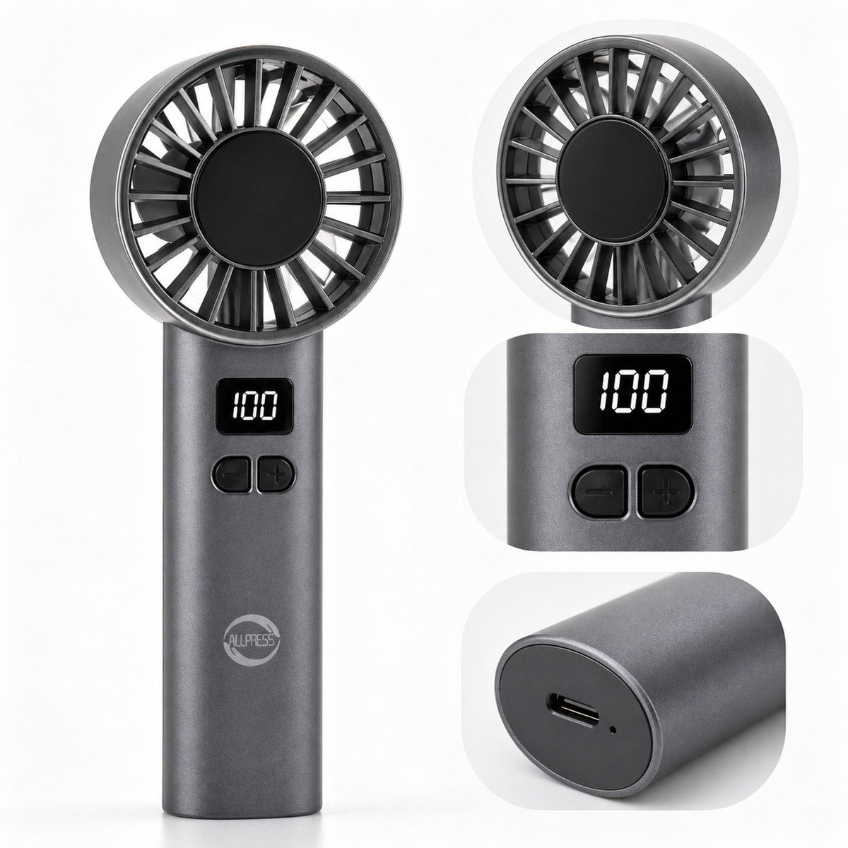 VENTILATEUR PORTABLE RECHARGEABLE USB AFFICHAGE LED MINI PUISSANT COMPACT AS-06638