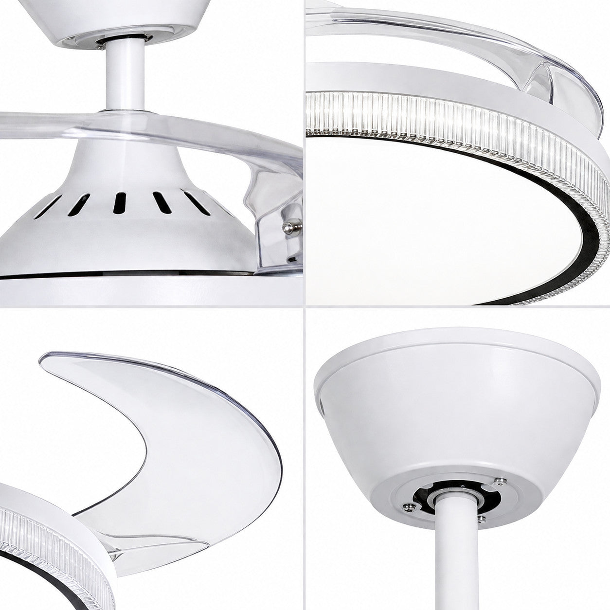 VENTILATEUR DE PLAFOND AVEC LUMIÈRE LED PALES RÉTRACTABLES 42" 80W DIMMABLE SJ-199