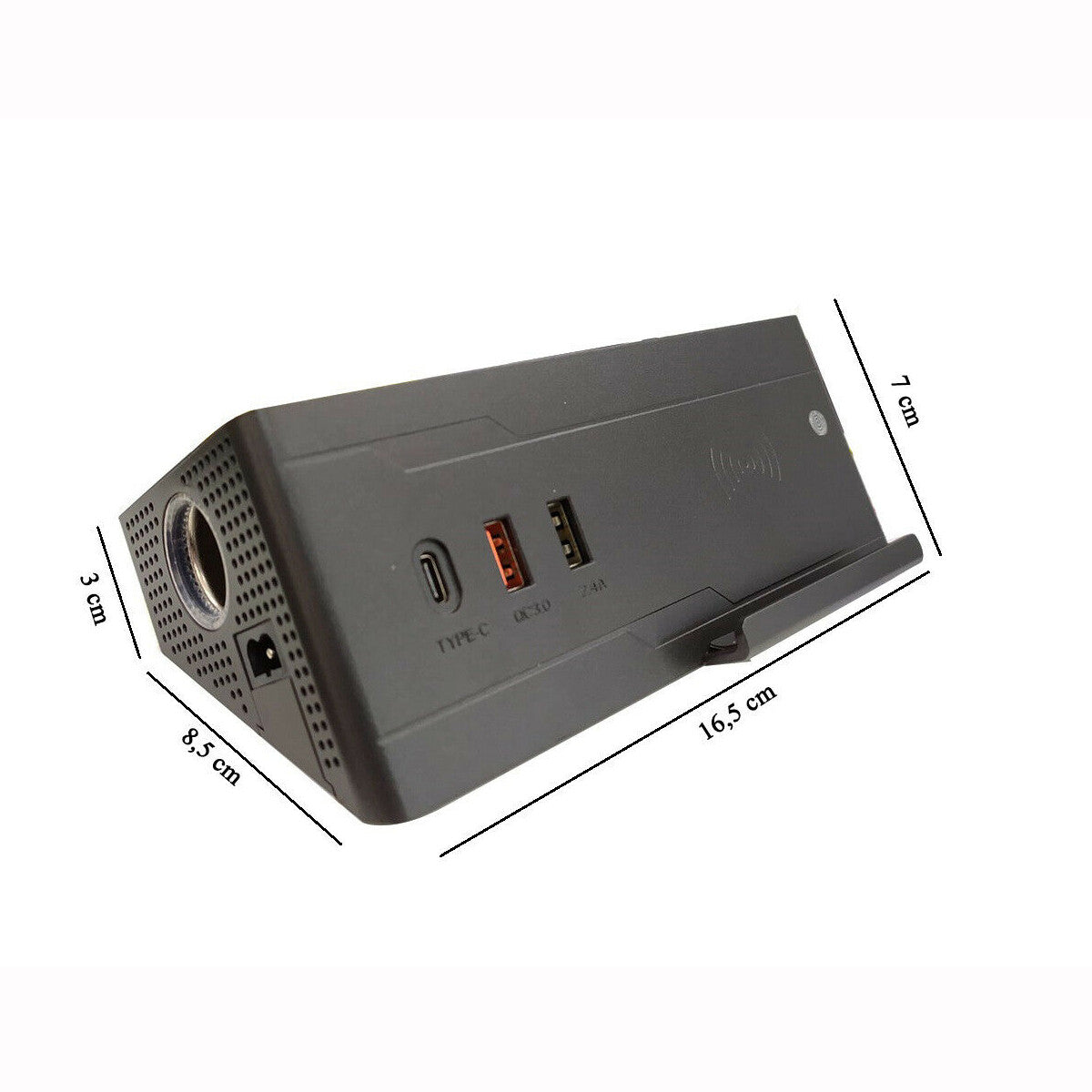 MULTIPRESA CARICABATTERIE DA AUTO ACCENDISIGARI USB WIRELESS STAZIONE RICARICA