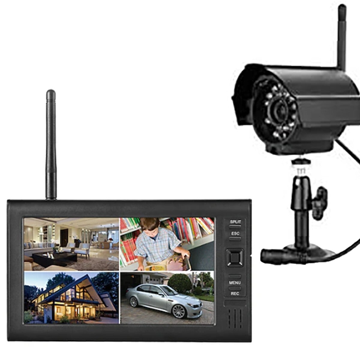 KIT DVR WIRELESS A 4 CANALI TELECAMERE MONITOR TFT 7"  VISIONE NOTTURNA 2.4GHZ