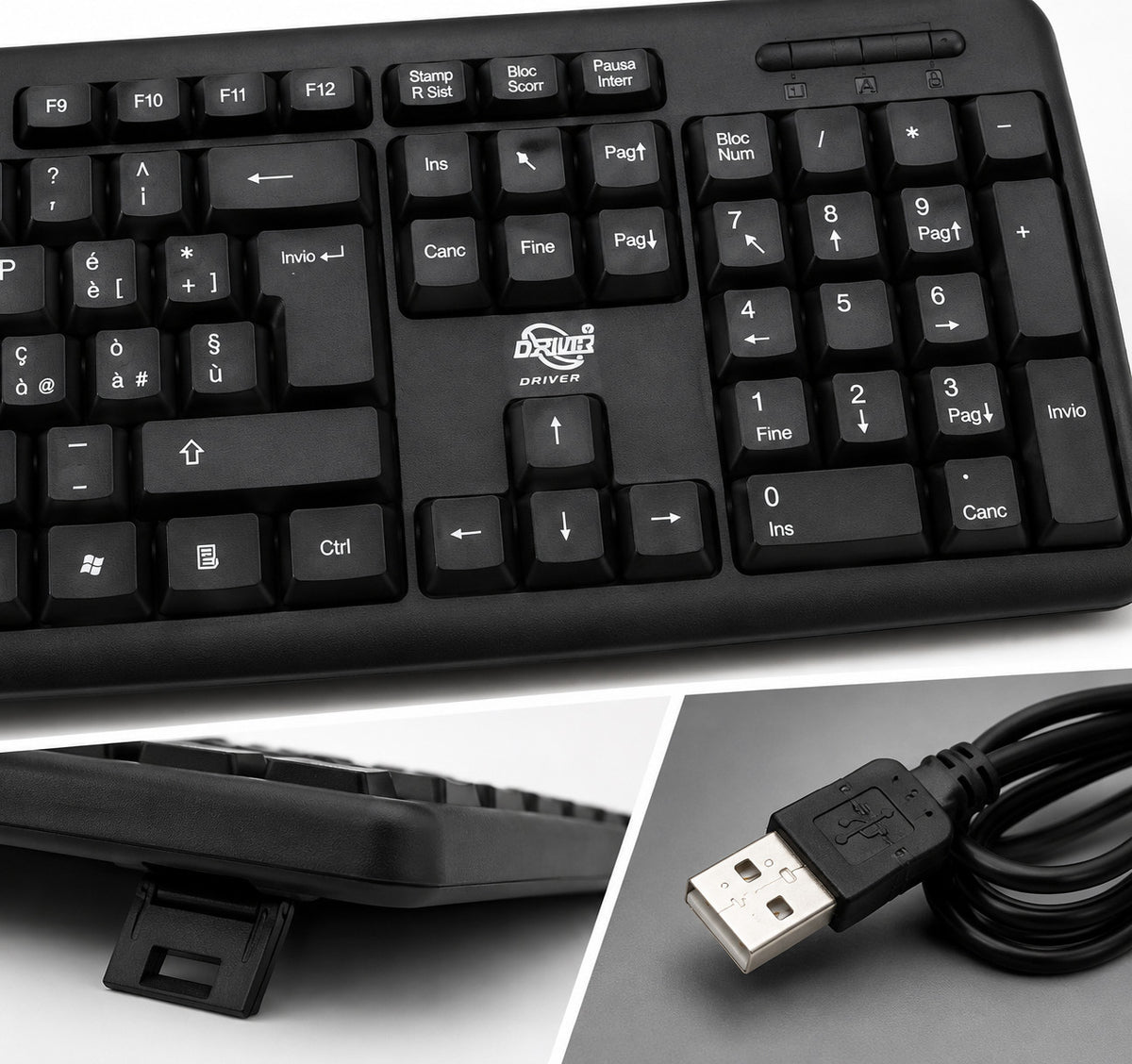 TASTIERA USB MULTIMEDIALE PC LAYOUT INTERNAZIONALE CAVO NERO UFFICIO LD-9272