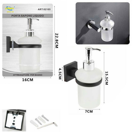 DISTRIBUTEUR DE SAVON LIQUIDE SUPPORT DE SAVON ACCESSOIRE DE SALLE DE BAIN MAISON NOIR CUISINE 02105