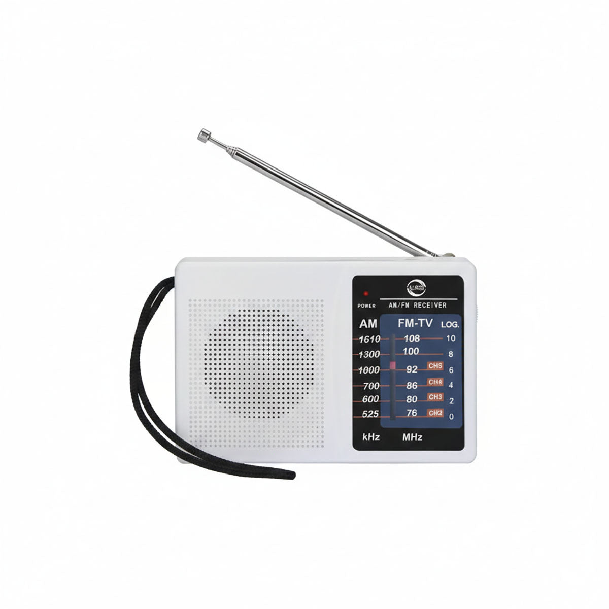 RADIO PORTATILE FM AM DUE BANDE BIANCA ANTENNA TELESCOPICA 35 CM AUX AS-07103