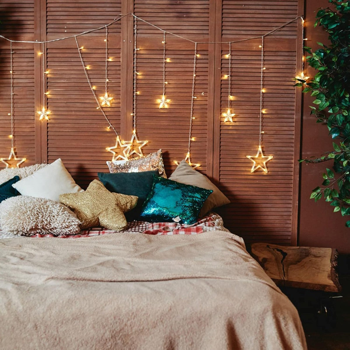 GUIRLANDE LUMINEUSE ÉTOILE BLANC CHAUD ÉTOILES LUMIÈRES LED NOËL FÊTES DÉCORATIONS
