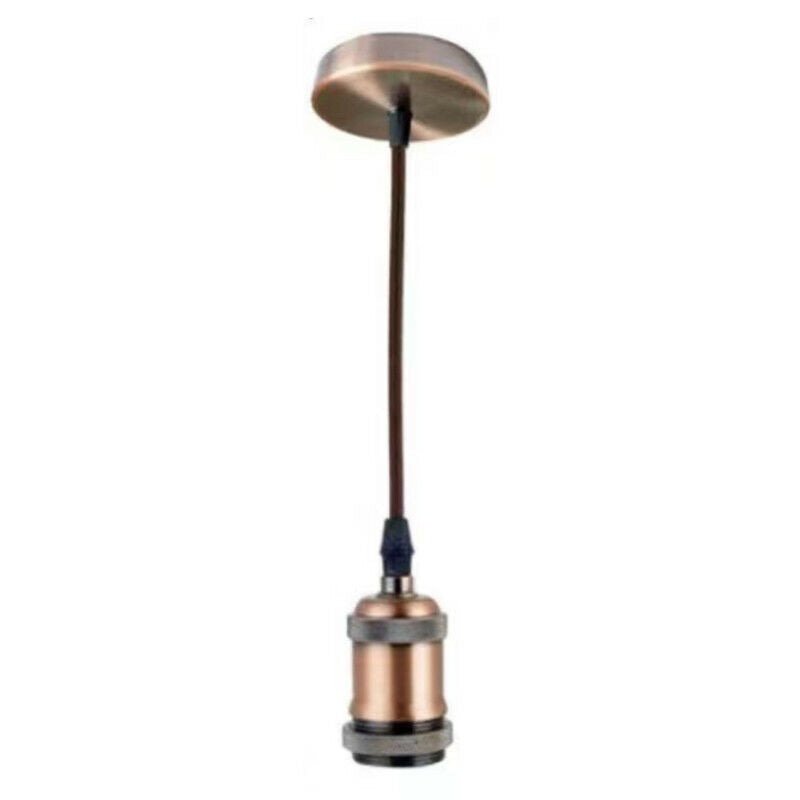 PORTALAMPADA LAMPADARIO SOSPENSIONE SOFFITTO PENDENTE VINTAGE 2MT BRONZO ROSSO