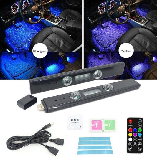 2 BARRE LED AUTO LUCE RGB INTERNI STELLE USB SENZA FILI ADESIVA CON TELECOMANDO