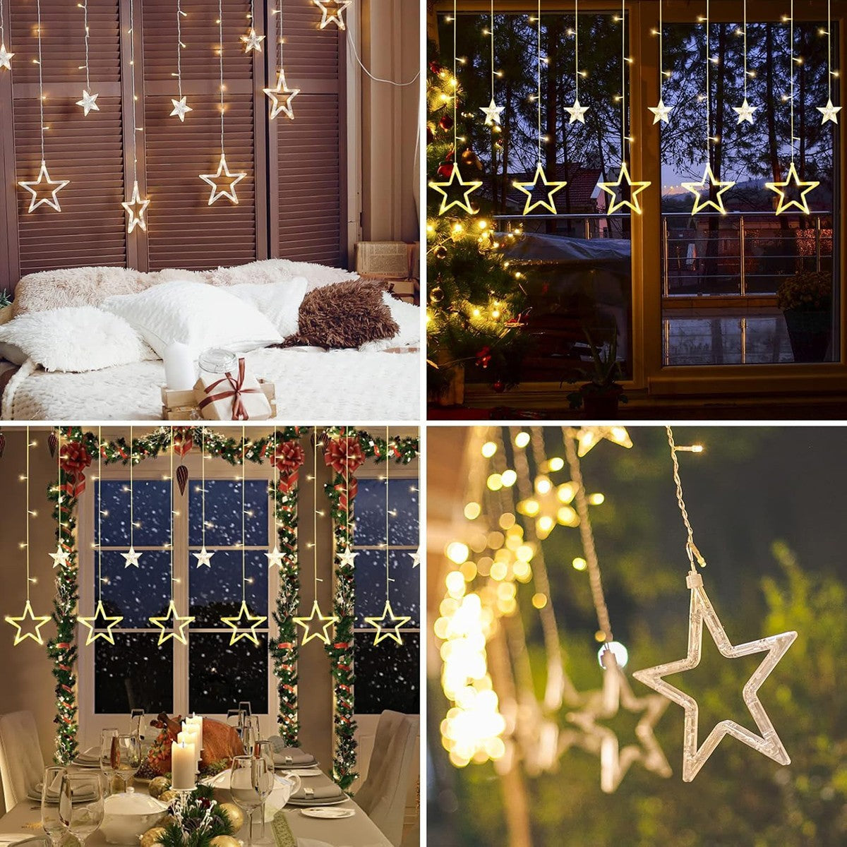 GUIRLANDE LUMINEUSE ÉTOILE BLANC CHAUD ÉTOILES LUMIÈRES LED NOËL FÊTES DÉCORATIONS